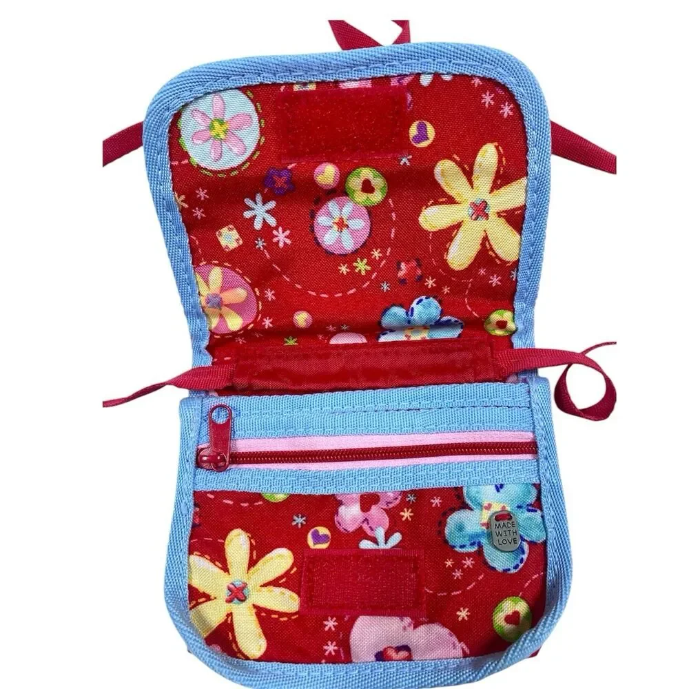 Vintage DIDDL‎ & DIDDLINA Kids Handbag Purse Wallet Mini Red Floral Girls Canvas